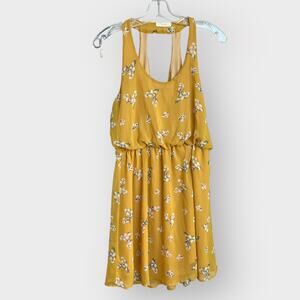 Lush Yellow‎ floral mini dress | Halter dress |